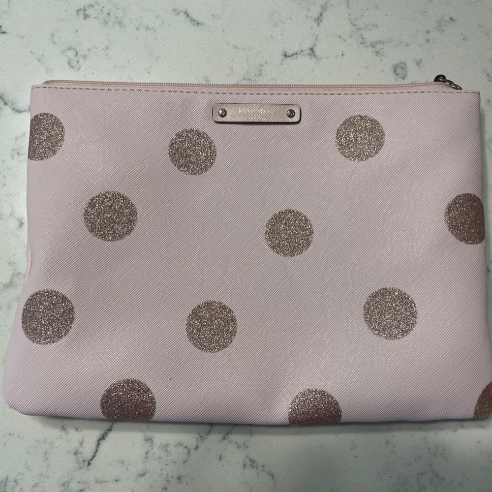 Kate Spade Pink Polka Dotted Makeup Bag
